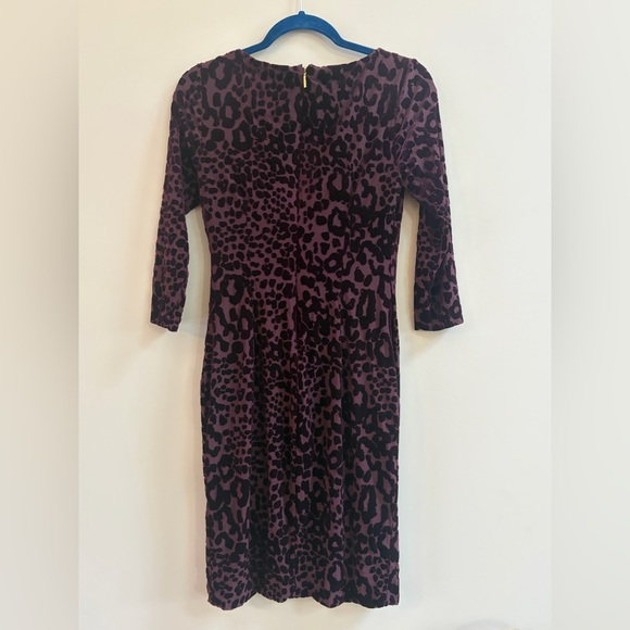 Cache Long Sleeve Dress in Purple and Black Animal Print - Picture 2 of 13